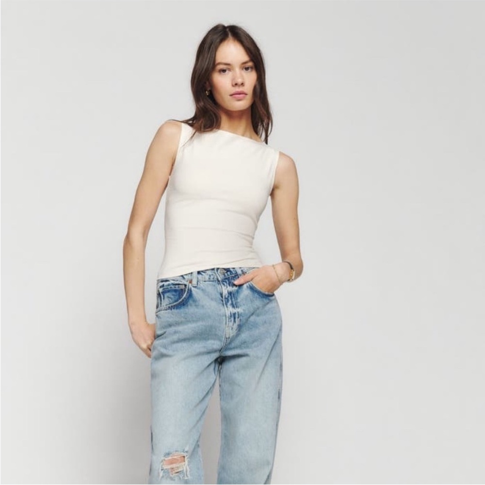 Reformation Dusk Boat-neck Organic Cotton-blend Top - Picture 4 of 10